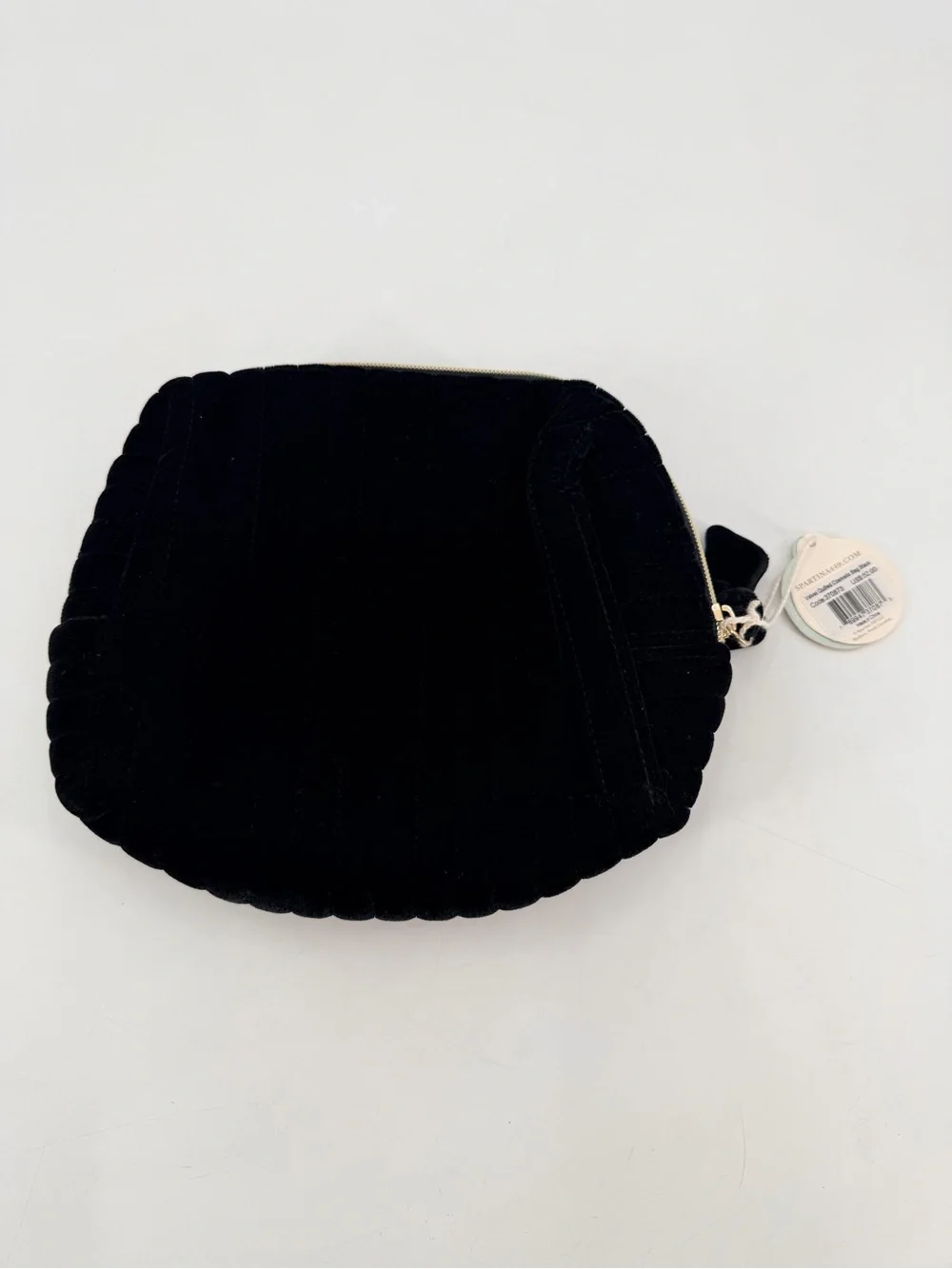 Spartina 448 Velvet Quilted Cosmetic Bag Black NEW